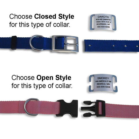 Slide On Tag Styles with appropriate collar styles