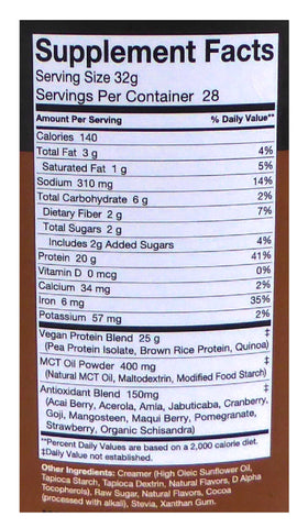Stellar Labs Nutrition - Raw Vegan Choclate Shake Label