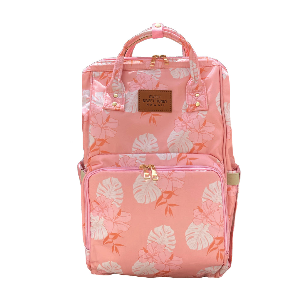 Pink Mauve Hibiscus Diaper Backpack - Thepromisedlanduk