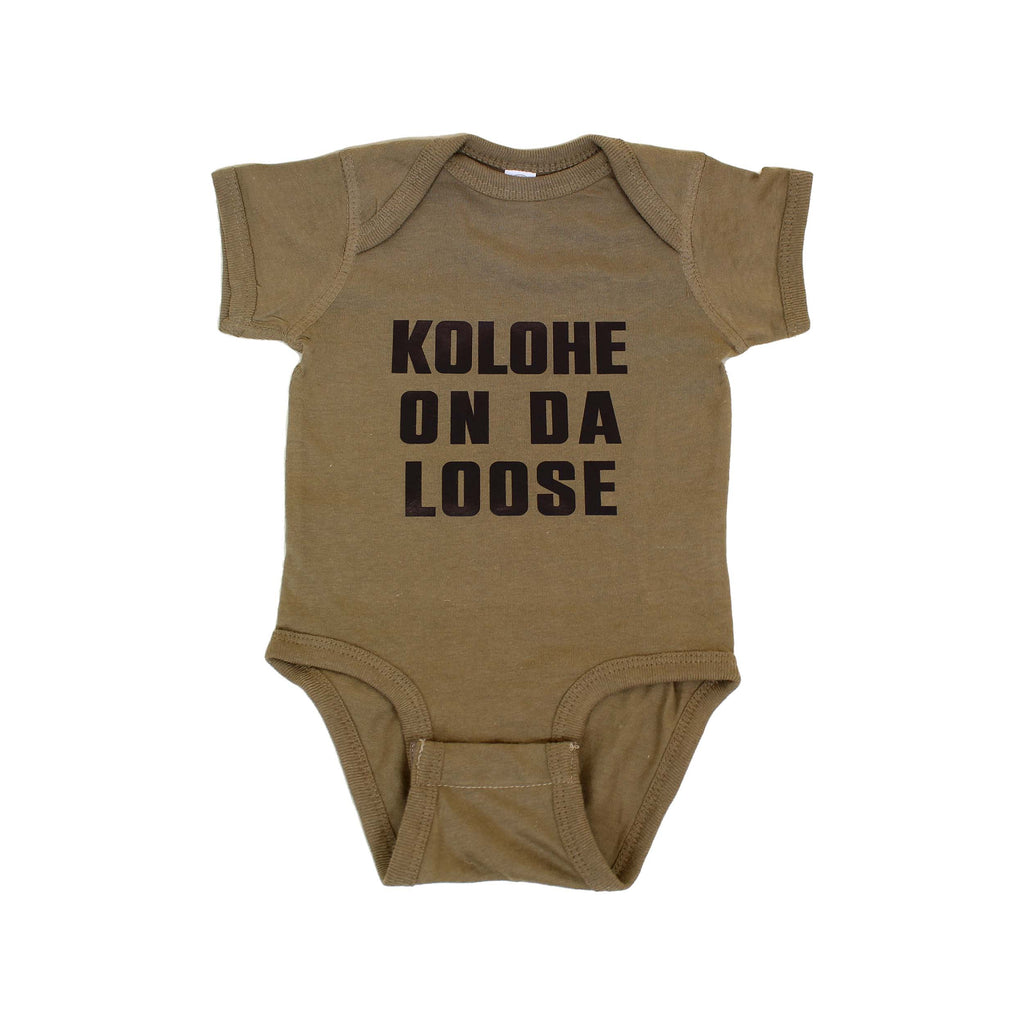Baby & Children Aloha Wear Kolohe on da loose onesie(Brown) - Thepromisedlanduk