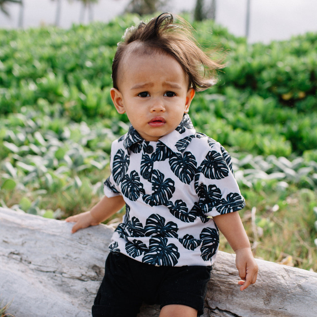 Baby & Children Aloha Wear Sandy Monstera Collared Shirt - Sweet Thepromisedlanduk