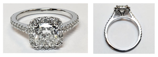 Custom White Gold Cushion Diamond Engagement Ring