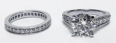 Custom Platinum and Diamond Engagement Ring and Wedding Band by Mander Jewelry