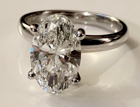 Custom Oval Diamond Platinum Engagement Ring