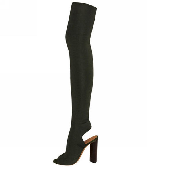 Peep Toe Thigh High Boots | Shoeriously
