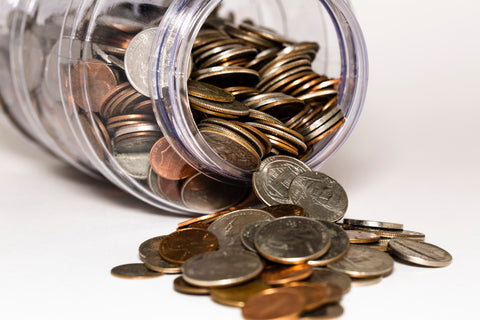 Coins in a glass jar