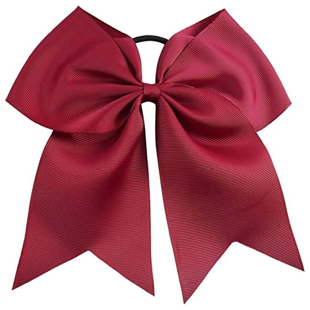 Maroon Cheer Bow for Girls Large Hair Bows with Ponytail Holder Ribbon