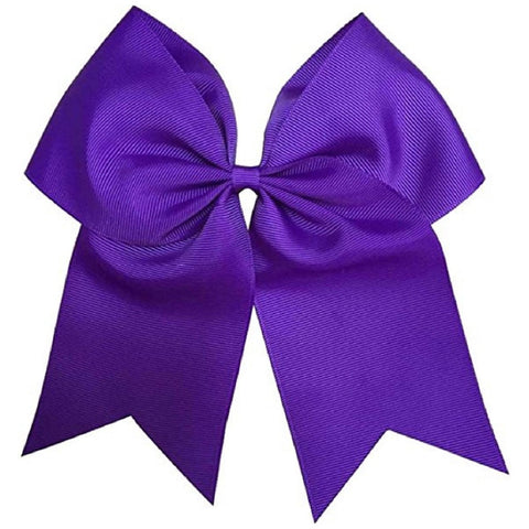 1 Purple Cheer Bow for Girls 7" Large Hair Bows with Ponytail Holder Ribbon