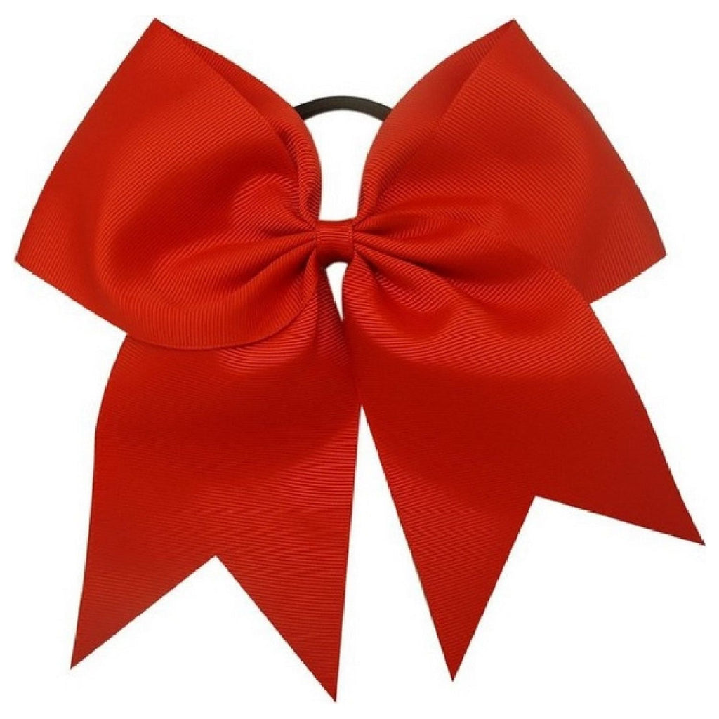 Red Cheer Bow for Girls Large Hair Bows with Ponytail Holder Ribbon