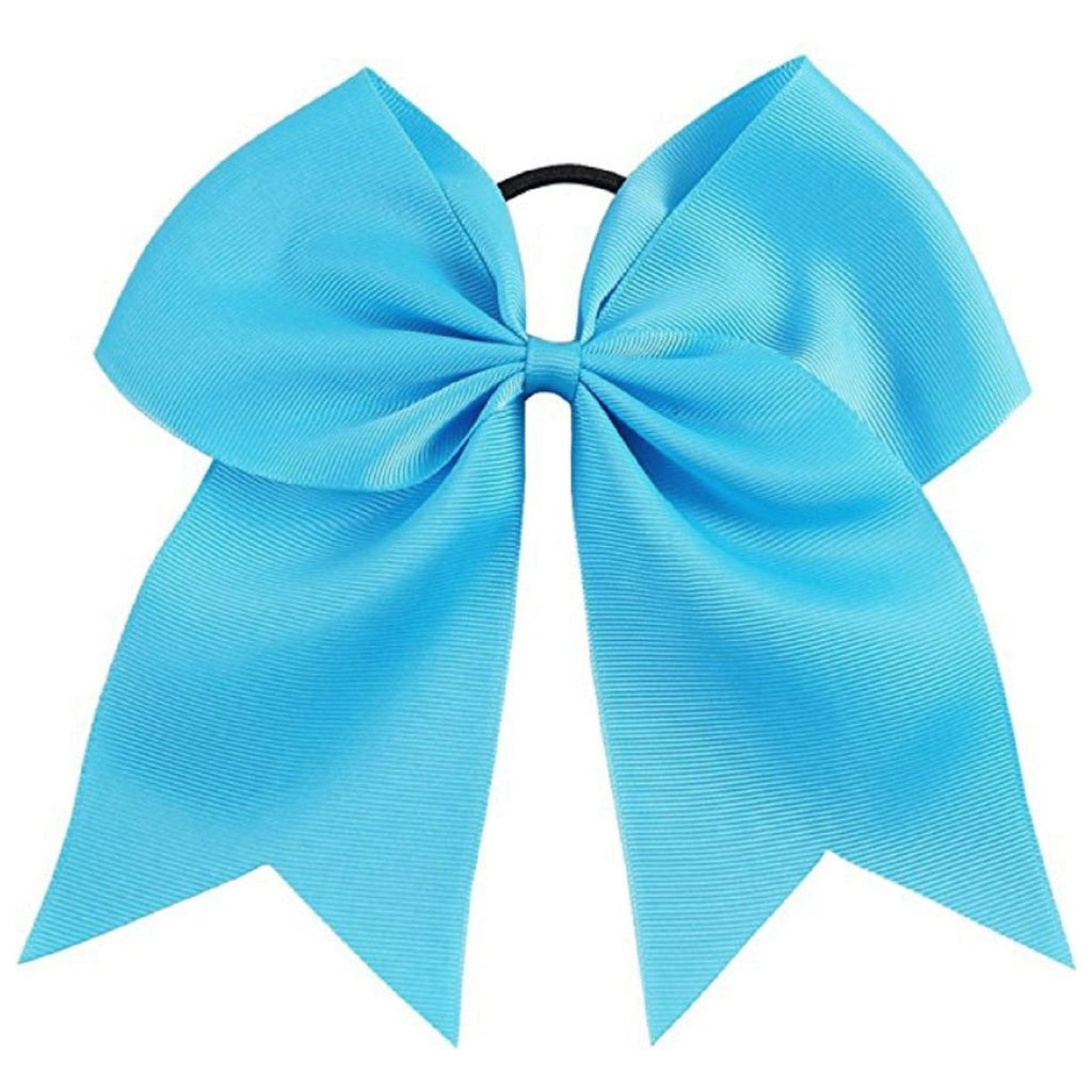 Teal Cheer Bow for Girls Large Hair Bows with Ponytail Holder Ribbon