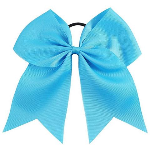 Teal Cheer Bow for Girls Large Hair Bows with Ponytail Holder Ribbon