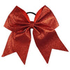 Red Glitter Cheer Bow for Girls Large Hair Bows with Ponytail Holder Ribbon