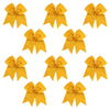 10 Athletic Gold Cheer Bows Large Hair Bow with Ponytail Holder Cheerleader Ponyholders Cheerleading Softball Accessories