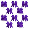 10 Purple Cheer Bows Large Hair Bow with Ponytail Holder Cheerleader Ponyholders Cheerleading Softball Accessories