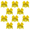 10 Yellow Cheer Bows Large Hair Bow with Ponytail Holder Cheerleader Ponyholders Cheerleading Softball Accessories