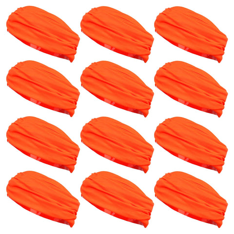 Multifunctional Headbands 12 Wide Yoga Running Workout Neon Orange