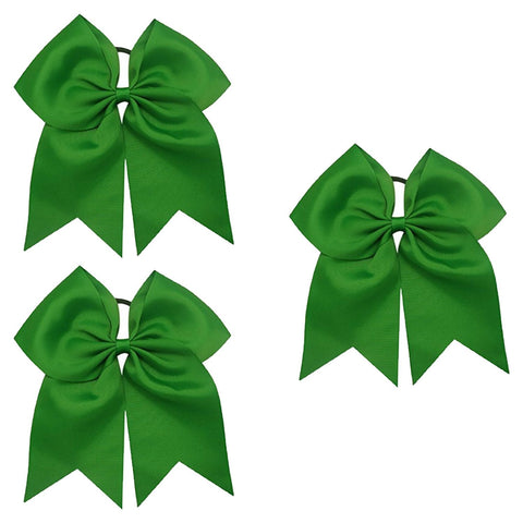 3 Green Cheer Bow Large Hair Bows with Ponytail Holder Cheerleader Ribbon Cheerleading Softball Accessories