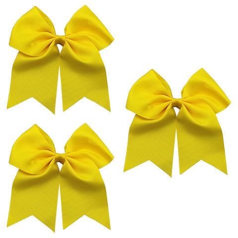 3 Yellow Cheer Bow for Girls Large Hair Bows with Ponytail Holder Ribbon