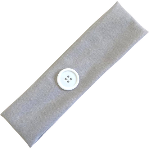 Button Ear Saver Cotton Headband Soft Stretch For Nurses Healthcare Workers Gray