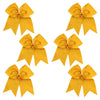 6 Athletic Gold Cheer Bows Large Hair Bow with Ponytail Holder Cheerleader Ponyholders Cheerleading Softball Accessories