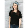 Boho Knotted Headband Black/Gray Tribal