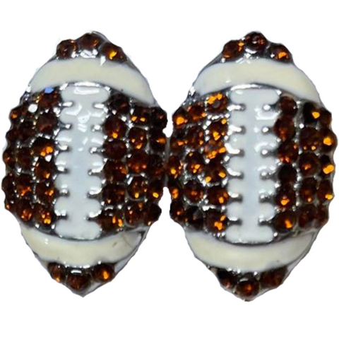 Football Post Earrings Rhinestone 0.5