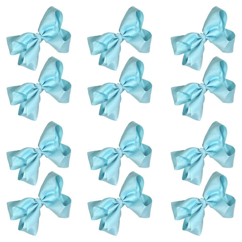 12 Light Blue Classic Cheer Bows Large Hair Bow with Clip