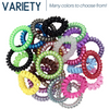 6 Black/Clear Spiral Hair Ties Elastic Coils Ponytail Holders Plastic Rubber Band