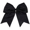 Black Glitter Cheer Bow for Girls Large Hair Bows with Ponytail Holder Ribbon