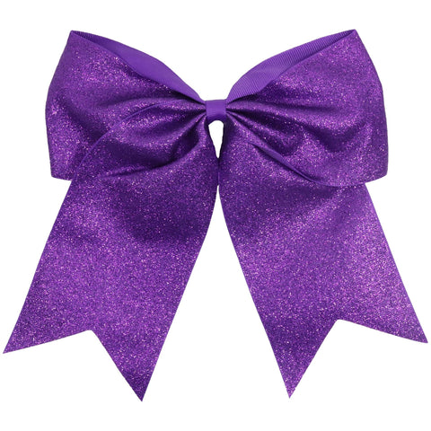 Purple Glitter Cheer Bow for Girls Large Hair Bows with Ponytail Holder Ribbon