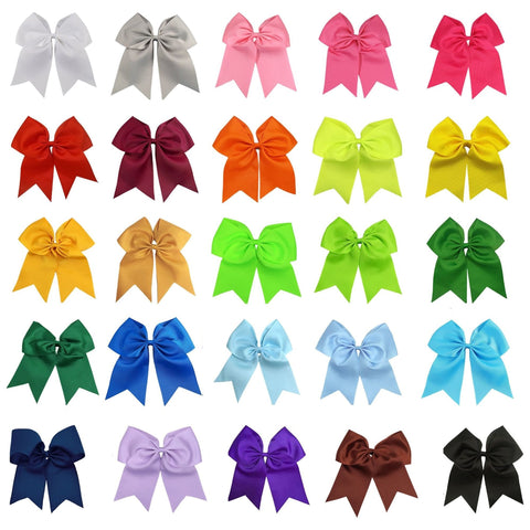 12 You Pick Colors Cheer Bows Large Hair Bow with Ponytail Holder Cheerleader Ponyholders Cheerleading Softball Accessories