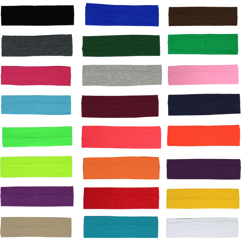 Cotton Headbands 6 Soft Stretch Headband Sweat Absorbent Elastic Head Bands You Pick Colors