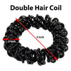 6 Black Spiral Hair Ties Elastic Coils Ponytail Holders Plastic Rubber Band