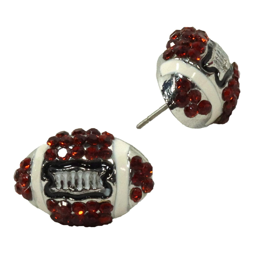 Football Post Earrings Rhinestone