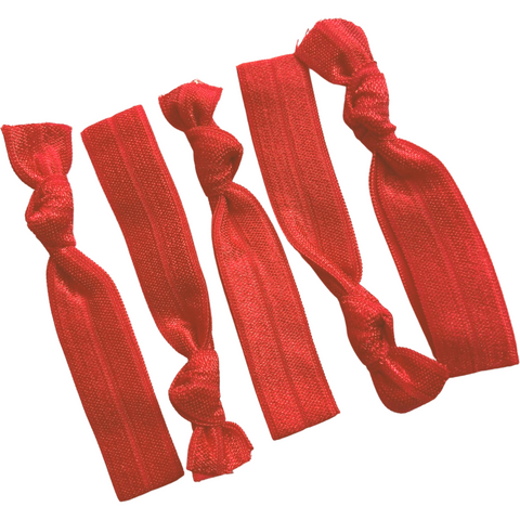 Hair Ties 5 Elastic Red Ponytail Holders Ribbon Knotted Bands