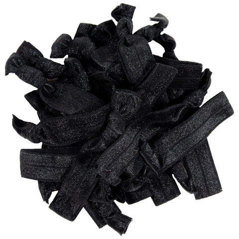 Hair Ties 20 Elastic Ponytail Holders Ribbon Knotted Bands Jet Black