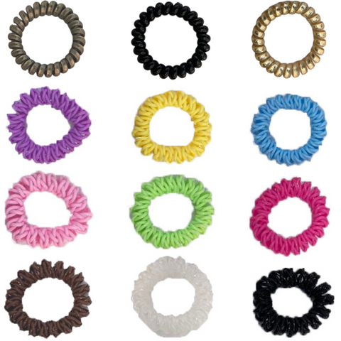 Hair Coils Spiral Coil Scrunchies Hair Ties Pack Plastic Scrunchie Wholesale Ponytail Accessories Scrunchy Elastic Bands for Girls and Women You Pick Colors and Quantities