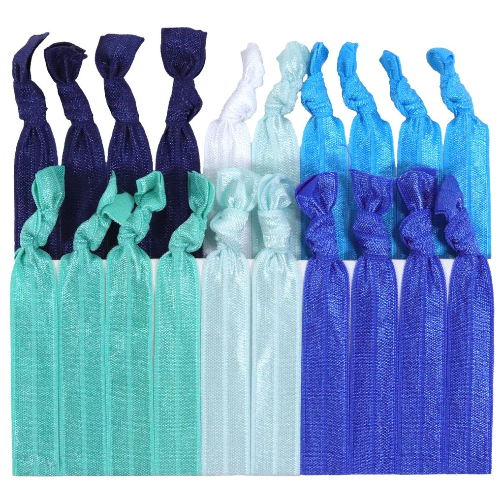 Hair Ties 20 Elastic Blue Ombre Ponytail Holders Ribbon Knotted Bands