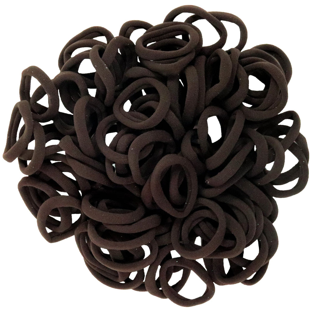 Hair Ties Terry Elastics 100 Pack Brown