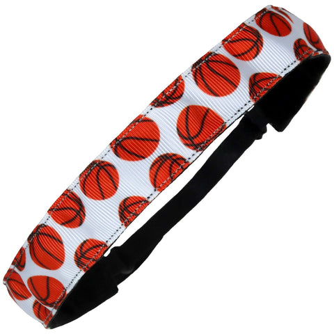 Adjustable Basketball Headband White Orange