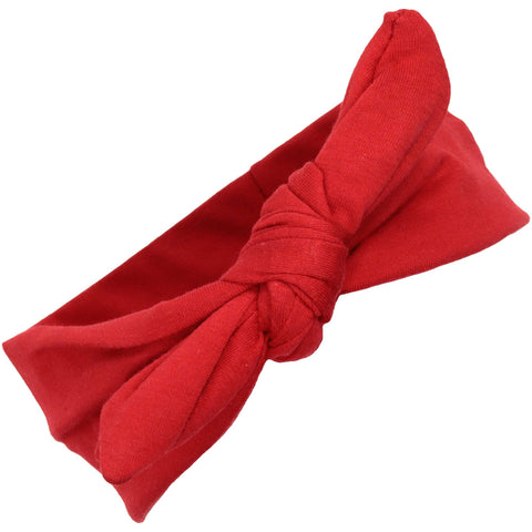 Knotted Bow Cotton Stretch Headbands Red 1