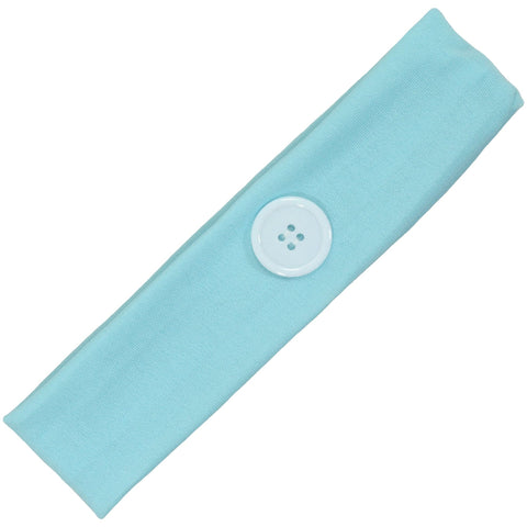 Button Ear Saver Cotton Headband Soft Stretch For Nurses Healthcare Workers Light Blue