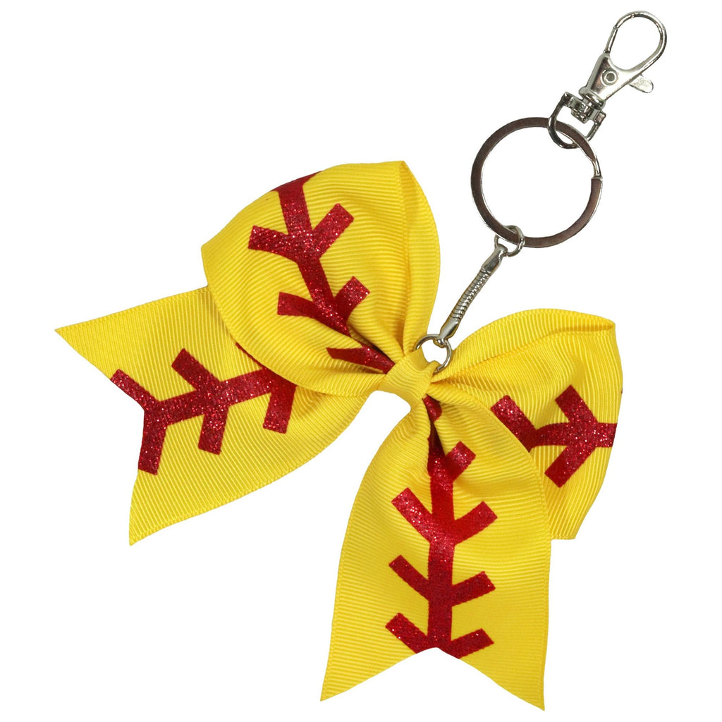 Softball Sports Keychains for Girls Bow Key Chain