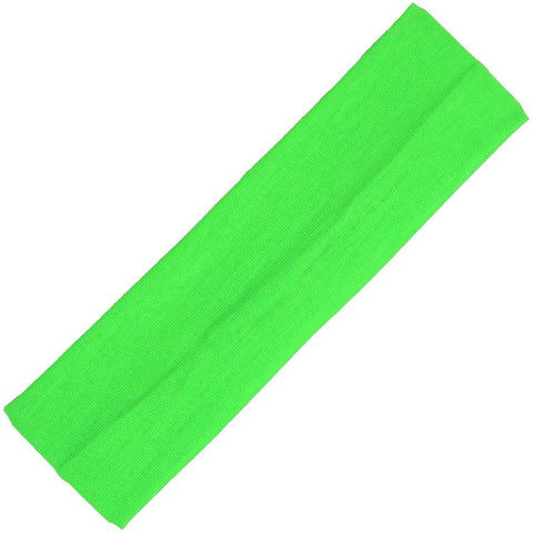 Cotton Headband Soft Stretch Headbands Sweat Absorbent Elastic Head Band Neon Green