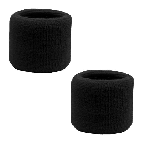 Sweatband for Wrist Terry Cotton Wristbands 2 Pack Black