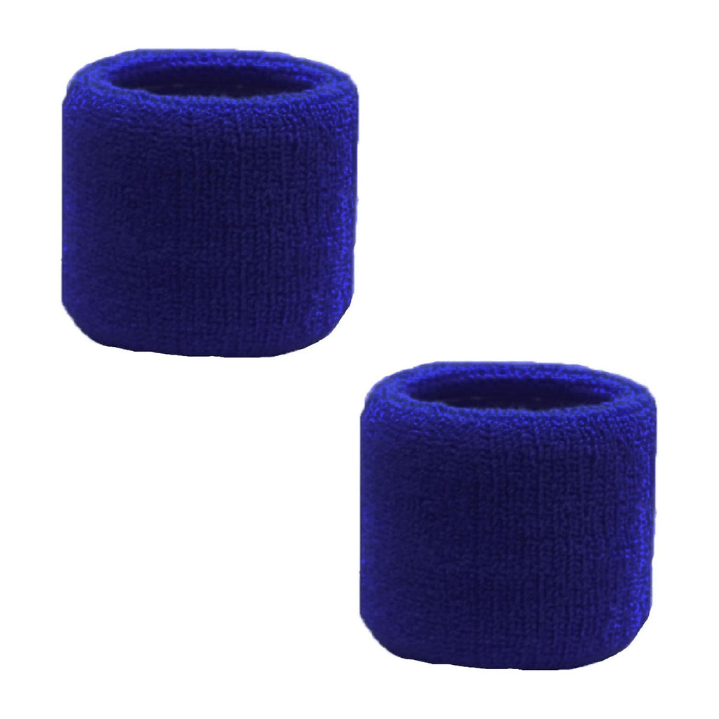 Sweatband for Wrist Terry Cotton Wristbands 2 Pack Blue