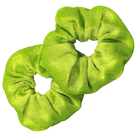 Velvet Scrunchies 2 Pack Neon Green