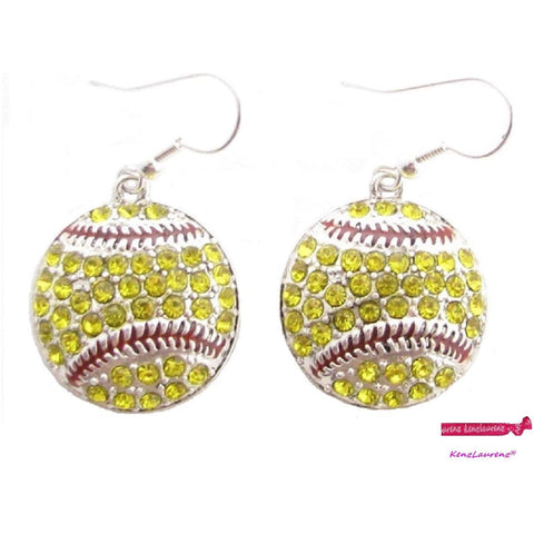 Softball Hook Earrings Rhinestone