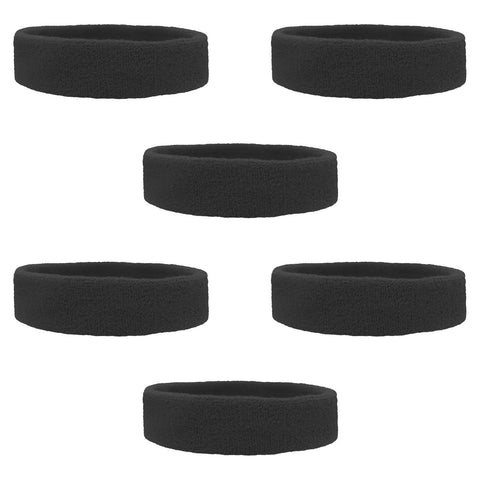 Sweatbands Terry Cotton Sports Headband Sweat Absorbing Head Band Black 6