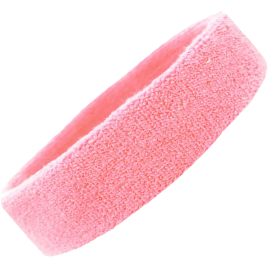 Sweatband Terry Cotton Sports Headband Sweat Absorbing Head Band Light Pink